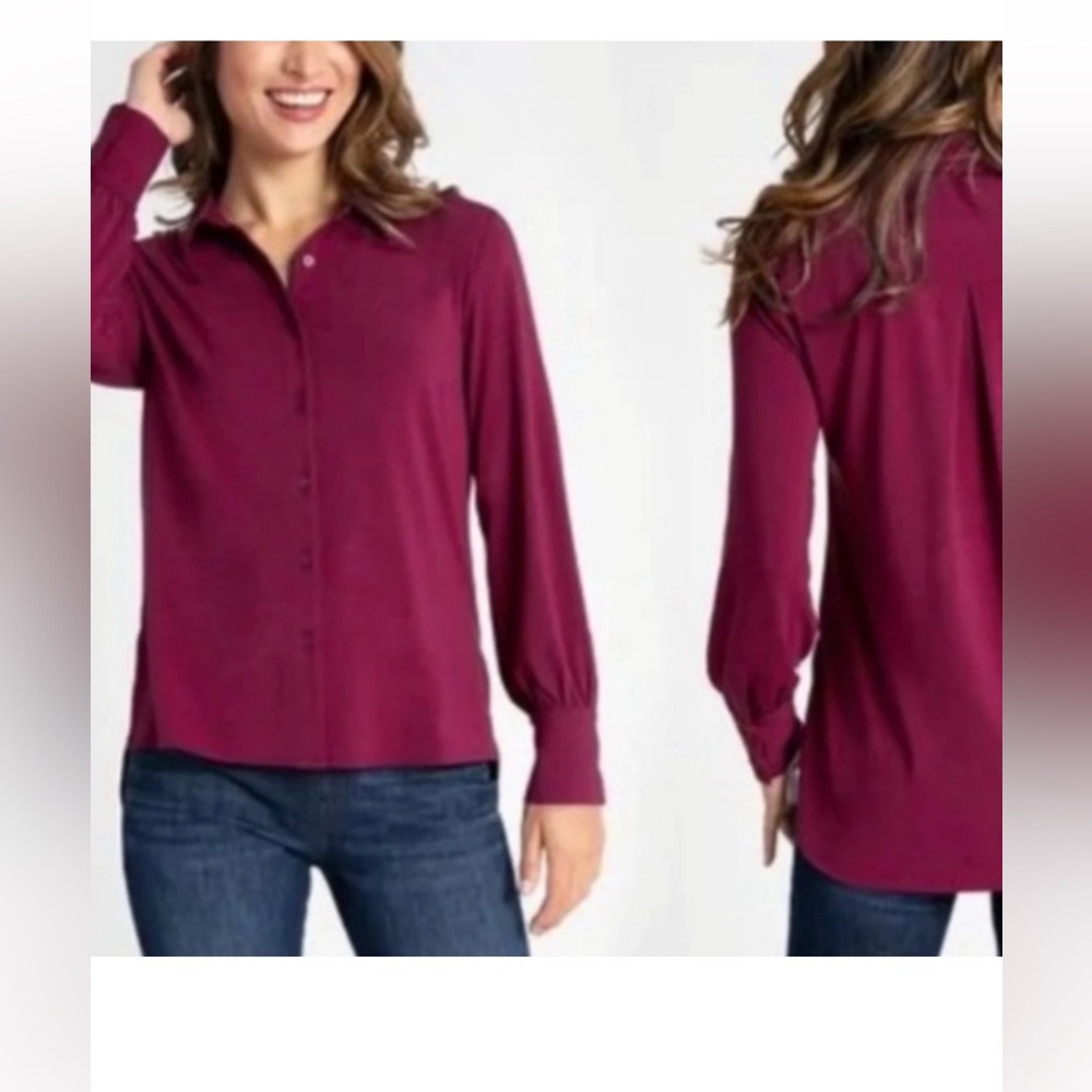 Betabrand Shirt Blouse Button Down Stretch SZ Medium *